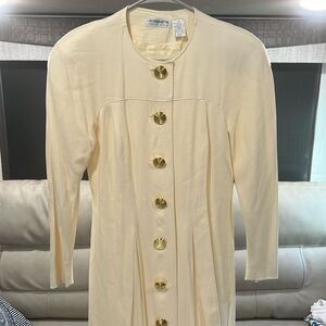 Vintage Liz Claiborne wool blend dress Gold Button down 8